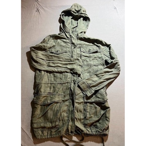 Abercrombie & Fit Military Jacket Adult S‎ Full Zip Green Long Sleeve Hooded. - Picture 1 of 10
